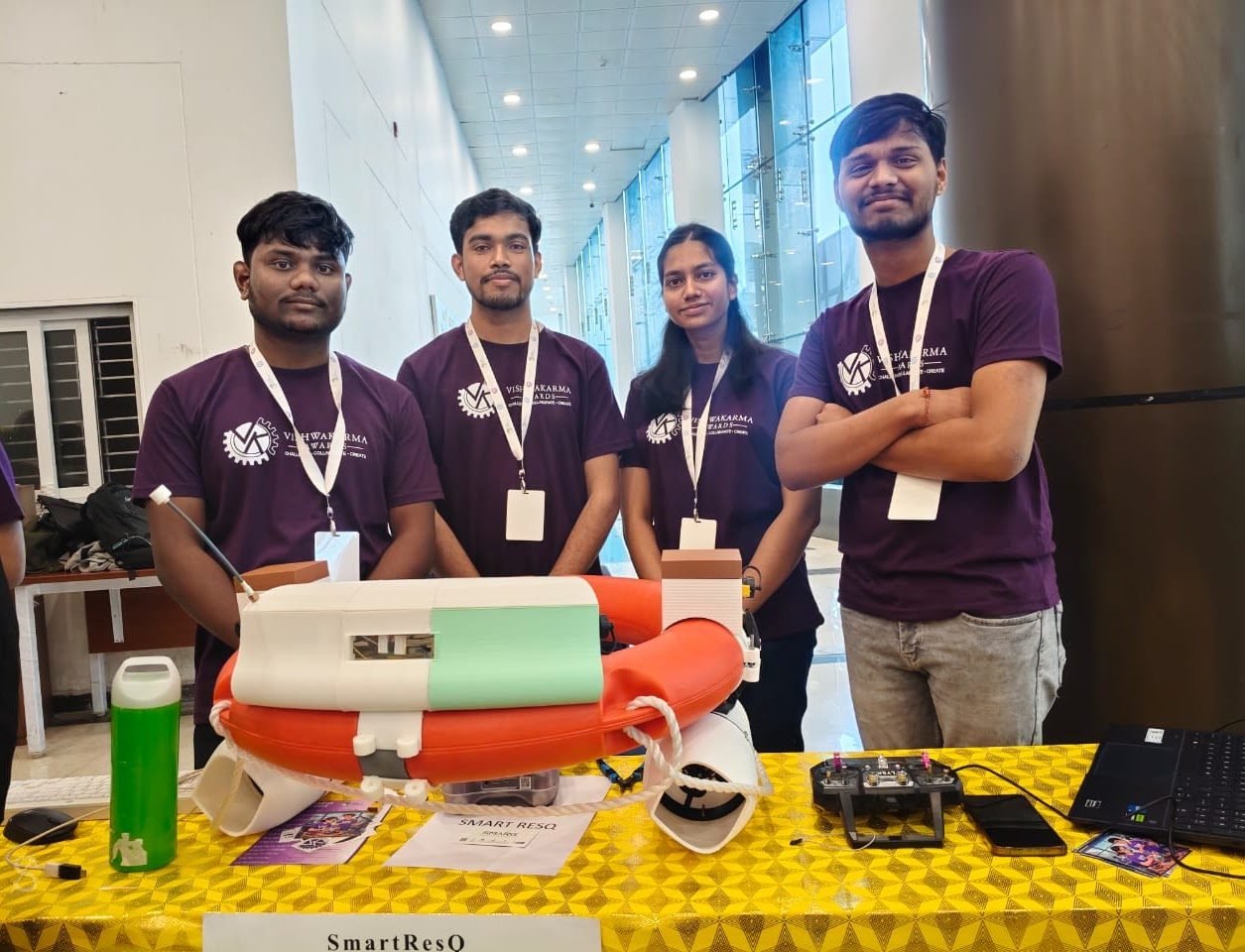 Team SmartResQ with their project and awards